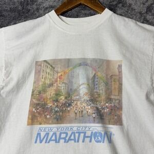Vintage 90s New York City Marathon T-Shirt Large White